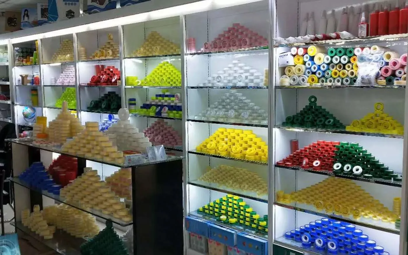 PTFE tape sample display for wholesale buyers