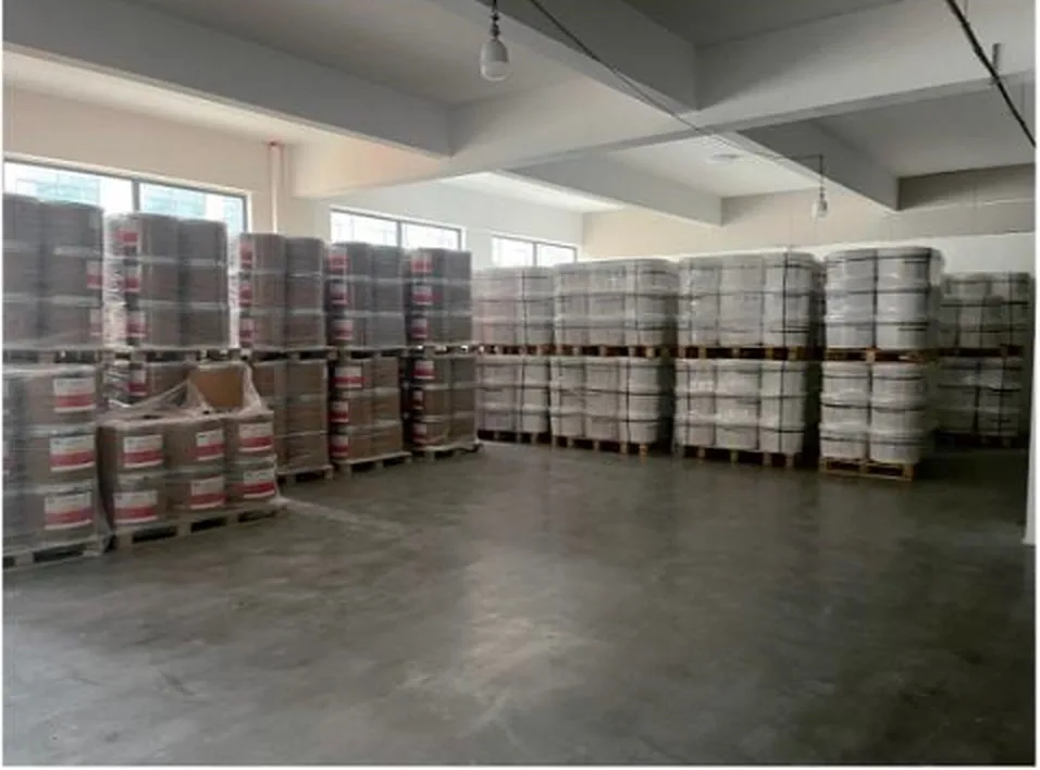 Rows of finished PTFE tape rolls prepared for packing